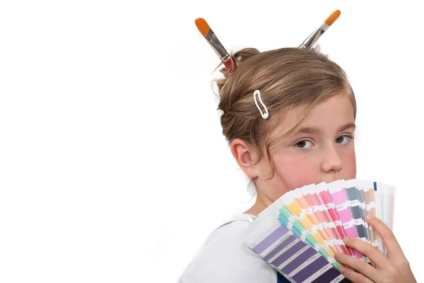 Little girl pretending to be a geisha — Stock Photo, Image