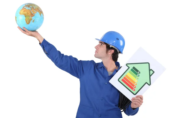 Man with a globe — Stock Photo, Image