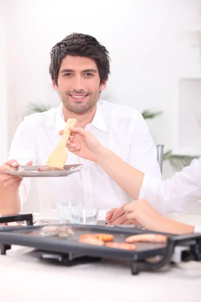 Koken zeevruchten op een plancha — Stockfoto