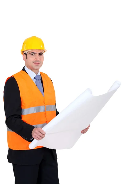 Architect wearing safety jacket — Stock Photo, Image