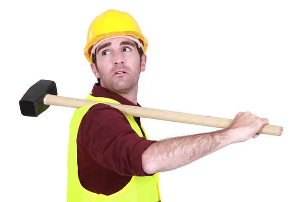 Worker with shoulder harness — Stock Photo, Image