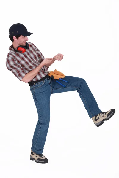 Man faking to pull a rope. — Stock Photo, Image