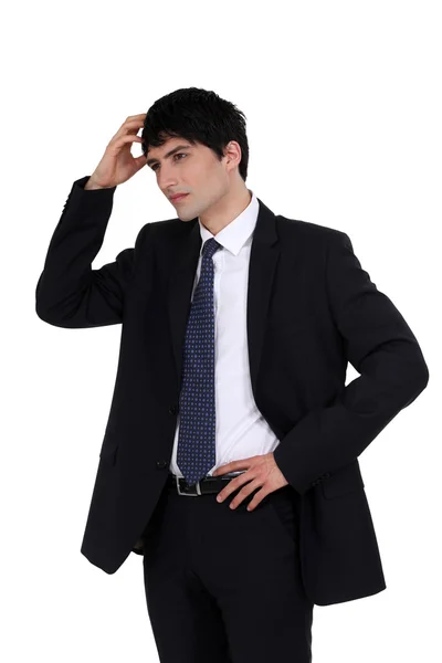 Nachdenklicher Mann im Anzug — Stockfoto