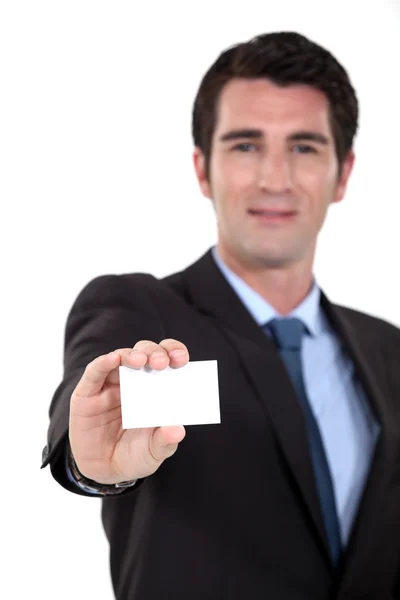 Uitvoerend geïnformeerdt zijn businesscard — Stockfoto