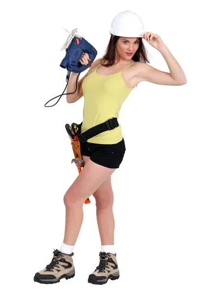 Handywoman in sexy clothing — Stock Photo, Image