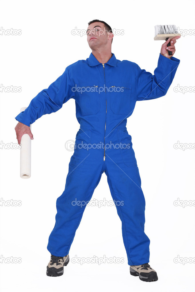 A man about to lay wallpaper. Stock Photo by ©photography33 15630045