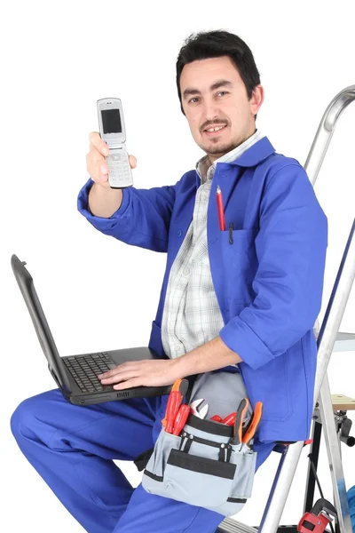 Plumber with tools — Stock Photo, Image