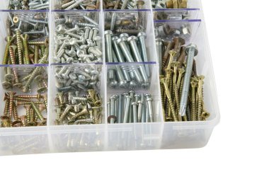 Bolts in a plastic box clipart