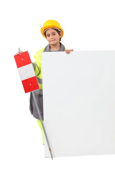 Um pequeno trabalhador rodoviário . — Fotografia de Stock