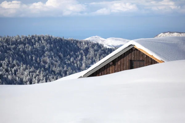 Snö täckt tak — Stockfoto