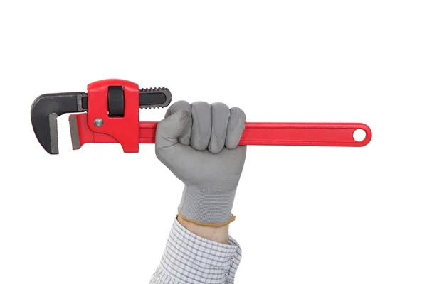 Mão segurando uma chave ajustável — Fotografia de Stock