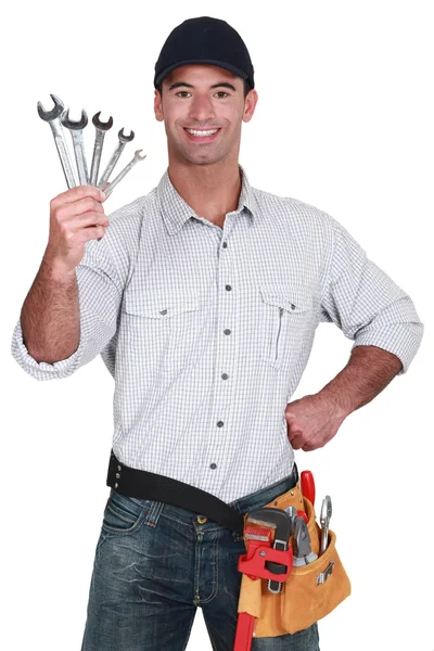 Mechanic with spanners — Stock Photo, Image