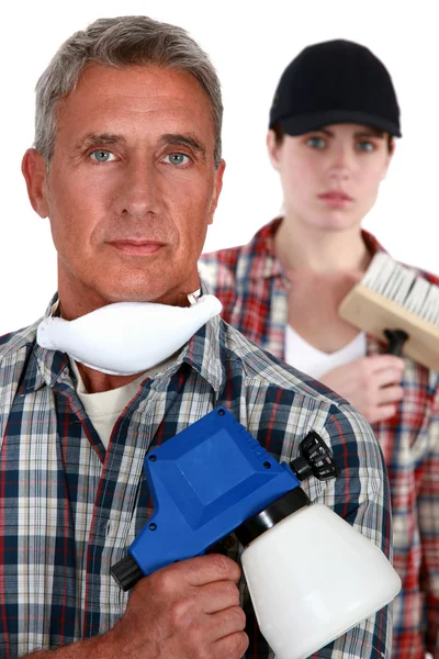 Man and woman painters — Stock Photo, Image