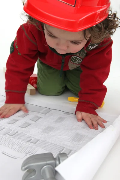 Little boy pretending to be architect — Stock Photo, Image