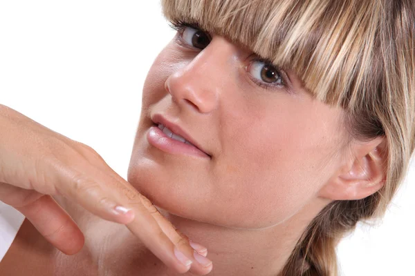 Man touching blond woman — Stock Photo, Image