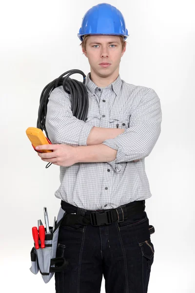 Électricien prêt à commencer le travail — Photo