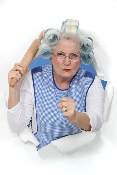 A menacing old lady — Stock Photo, Image
