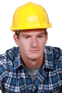 Depressed construction worker clipart