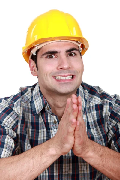 Constructor esperando que todo salga según lo planeado — Foto de Stock