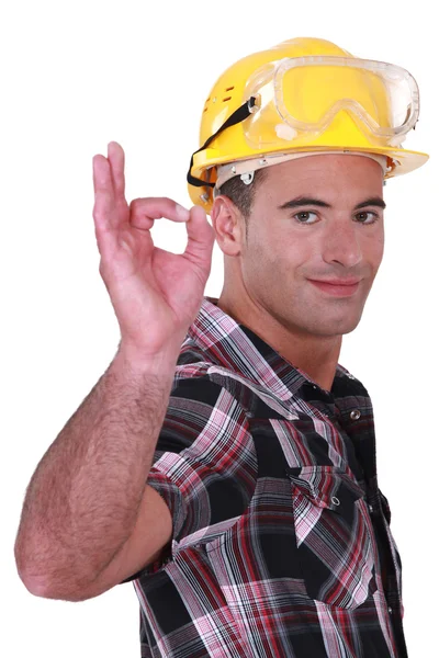 Construction worker giving the go-ahead — Stock Photo, Image