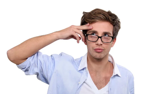 Young man trying to remember — Stock Photo, Image