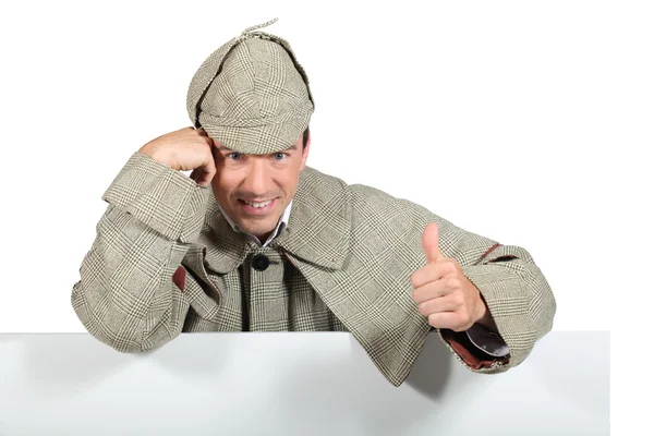Eski moda dedektif olarak giyinmiş adam — Stok fotoğraf
