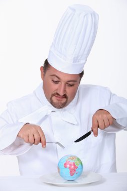 Chef about to devour the world clipart