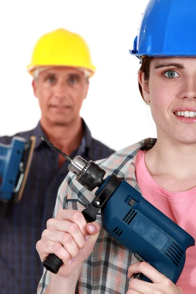 Trabajadores manuales y herramientas — Foto de Stock