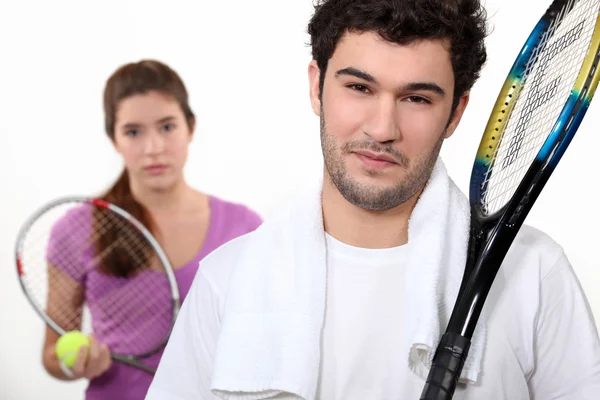 Een tennis duo — Stockfoto