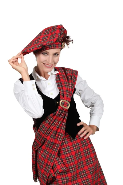 Woman wearing a kilt — Stock Photo, Image