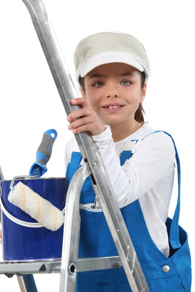 Girl dressed as a painter — Stock Photo, Image