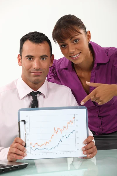 Business partners happy with annual performance — Stock Photo, Image