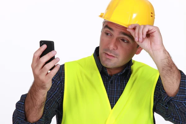 Foreman with phone — Stock Photo, Image