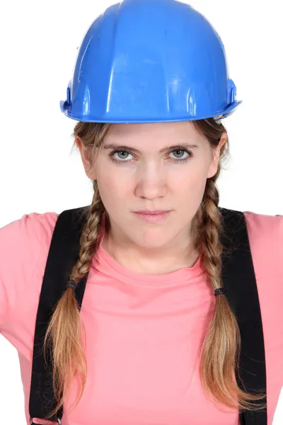 Blond female builder — Stock Photo, Image