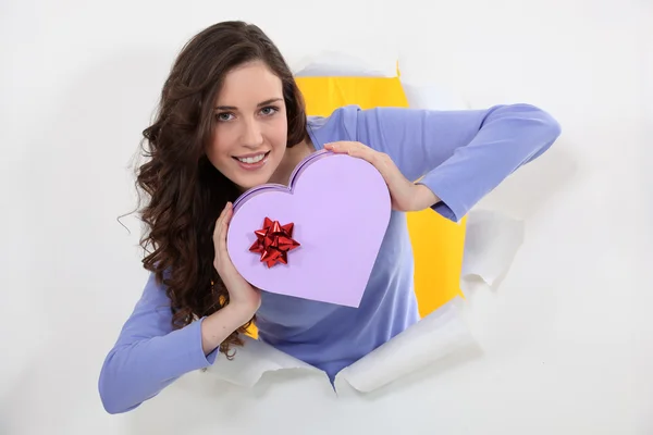 Bruna contenente scatola a forma di cuore — Foto Stock