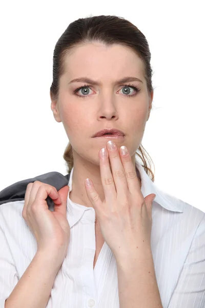 Woman with doubt expression — Stock Photo, Image