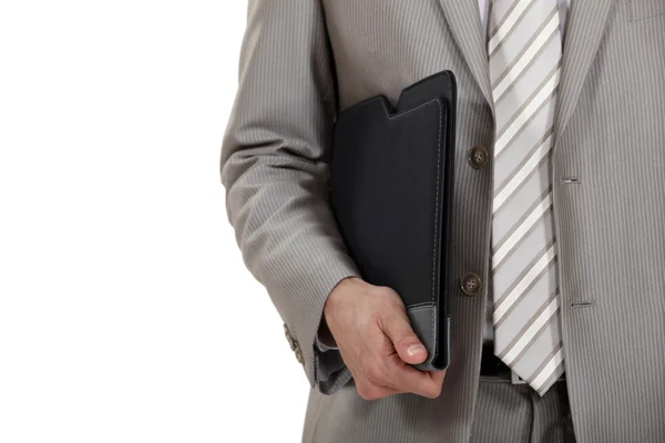 Businessman holding folder — Stock Photo, Image