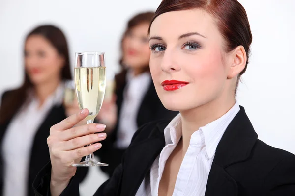 Businesswomen with champagne — Stock Photo, Image