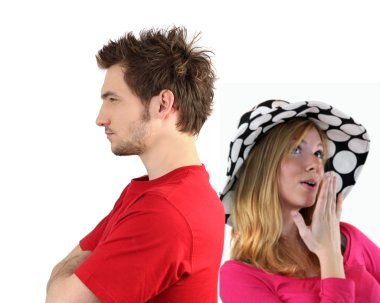 Young couple having an argument clipart