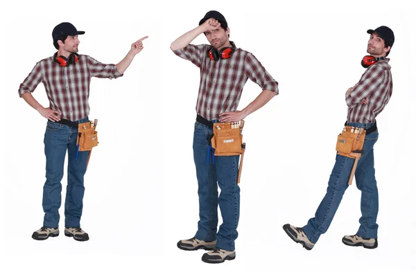 Handyman with ear muffs — Stock Photo, Image