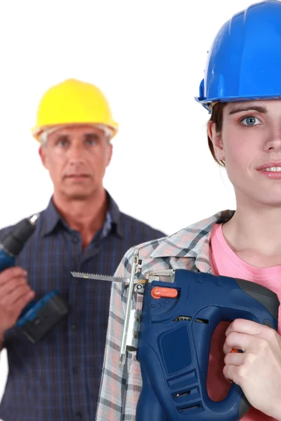 Padre e hija haciendo bricolaje juntos — Foto de Stock