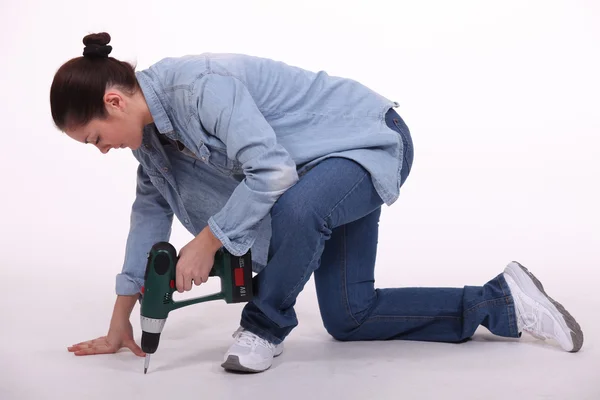 Female drilling floor — Stock Photo, Image