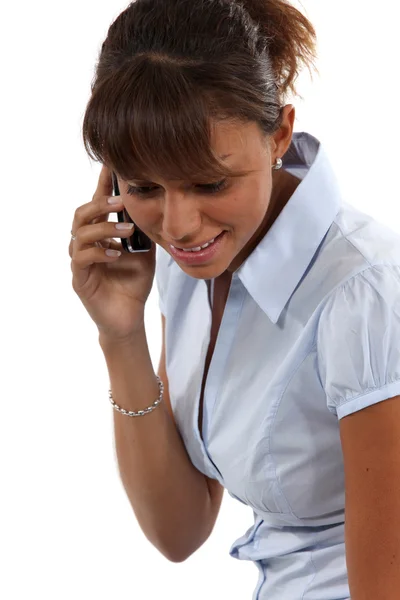 Nahaufnahme eines Metis-Mädchens am Telefon — Stockfoto