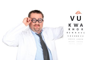 Silly optician with an eyechart clipart