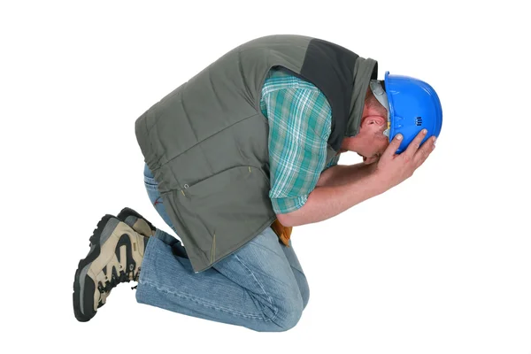 Tradesman overwhelmed with grief — Stock Photo, Image