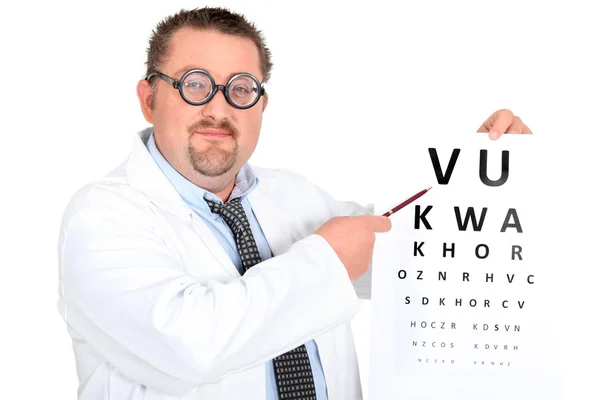 Funny ophtalmologist with bifocal glasses — Stock Photo, Image
