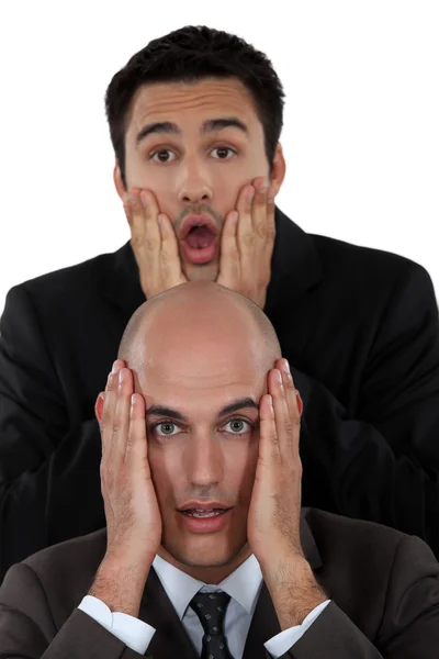 Two horrified businessmen — Stock Photo, Image