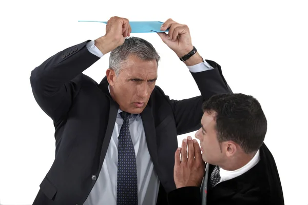 Angry boss hitting employee — Stock Photo, Image