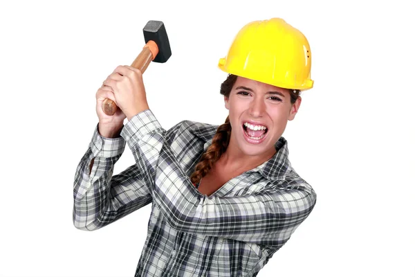 Kızmaya inşaat işçisi kadın — Stok fotoğraf