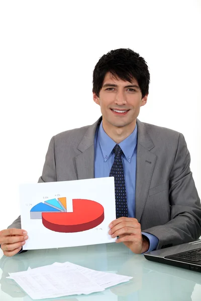 Salesman showing a graph on a document — Stock Photo, Image